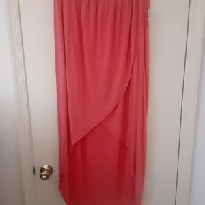Plus size long back/ short front maxi coral skirt